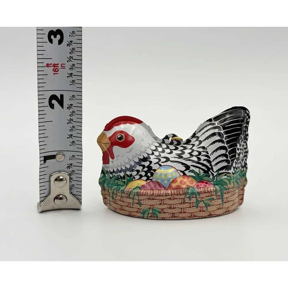 Hallmark Keepsake Ornament Easter Egg Nest Hen Pressed Tin 1999 Vintage QEO8427